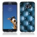 TPU1S6EDGECAPITONBLEU - Coque Souple en gel pour Samsung Galaxy S6 Edge avec impression effet capitonné bleu