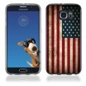 TPU1S6EDGEDRAPUSAVINTAGE - Coque Souple en gel pour Samsung Galaxy S6 Edge avec impression drapeau USA vintage