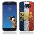 TPU1S6EDGEGOLDFRANCE - Coque Souple en gel pour Samsung Galaxy S6 Edge avec impression logo rugby doré et drapeau de la Fr