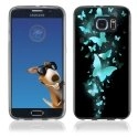TPU1S6EDGEPAPILLONSBLEUS - Coque Souple en gel pour Samsung Galaxy S6 Edge avec impression papillons bleus
