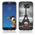 TPU1S6EDGEPARIS2CV - Coque Souple en gel pour Samsung Galaxy S6 Edge avec impression Paris et 2CV rouge
