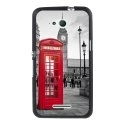 TPU1XPE4GCABINEUK - Coque Souple en gel noir pour Sony Xperia E4g avec impression Motifs cabine téléphonique UK rouge