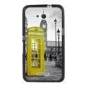 TPU1XPE4GCABINEUKJAUNE - Coque Souple en gel noir pour Sony Xperia E4g avec impression Motifs cabine téléphonique UK jaune