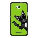 TPU1XPE4GCHIENVVERT - Coque Souple en gel noir pour Sony Xperia E4g avec impression Motifs chien à lunettes sur fond vert