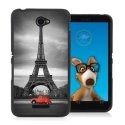 TPU1XPE4PARIS2CV - Coque Souple en gel noir pour Sony Xperia E4 avec impression Motifs Paris et 2CV rouge