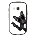 TPU1YOUNG2CHIENVBLANC - Coque souple pour Samsung Galaxy Young 2 SM-G130 avec impression Motifs chien à lunettes sur fond b