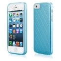 TPULOSANGIP5BLEU - Coque souple avec dos aspect cuir bleu pour iPhone 5s