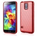 TPULOSANGS5ROUGE - Coque souple avec dos aspect cuir rouge pour Samsung Galaxy S5