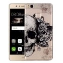 TPUP9LITESKULLROSES - Coque souple Huawei P9-Lite transparent motif Skull et roses
