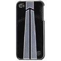 TREXTA-IP4-FLECHNOMET - Coque Trexta cuir noire et gris métal pour iPhone 4