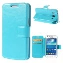 WALLETG3500TURQ - Etui type portefeuille turquoise pour Samsung Galaxy Core Plus G3500 fonction stand