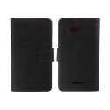 WALLETXPE4GNOIR - Etui type portefeuille pour Sony Xperia E4g Cuir Noir avec rabat latéral articulé fonction stand