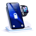 WIRELESS-3EN1BLAN - Chargeur sans fil induction 3en1 iPhone + AirPods+ Apple Watch Fast-Charge QI 15W blanc