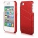 COVCUIRCARTEIP4ROU - Coque rouge avec logements cartes pour iPhone 4 et 4s