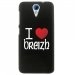 CPRN1DES620COEURBREIZH - Coque rigide noire pour HTC Desire 620 avec impression Motif coeur rouge I Love Breizh