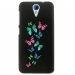 CPRN1DES620PAPILLONS - Coque rigide noire pour HTC Desire 620 avec impression Motif papillons colorés