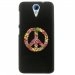 CPRN1DES620PEACELOVE - Coque rigide noire pour HTC Desire 620 avec impression Motif Peace and Love fleuri