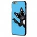 CPRN1IPHONE6CHIENVBLEU - Coque noire iPhone 6 motif chien à lunettes sur fond bleu
