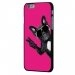CPRN1IPHONE6CHIENVFUSH - Coque noire iPhone 6 motif chien à lunettes sur fond fushia