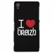 CPRN1Z3PLUSCOEURBREIZH - Coque rigide noire pour Sony Xperia Z3-Plus avec impression Motif coeur rouge I Love Breizh
