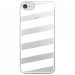 CRYSIPHONE7BANDESBLANCHES - Coque rigide transparente pour Apple iPhone 7 avec impression Motifs bandes blanches