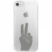 CRYSIPHONE7MAINPEACE - Coque rigide transparente pour Apple iPhone 7 avec impression Motifs main Peace and Love