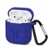 GEL-AIRPODBLEU - Coque souple en gel bleu pour boitier Apple Airpods avec mousqueton