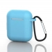 GEL-AIRPODCIEL - Coque souple en gel bleu clair pour boitier Apple Airpods avec mousqueton