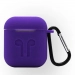 GEL-AIRPODVIOLET - Coque souple en gel violet pour boitier Apple Airpods avec mousqueton