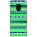 TPU0A8PLUS18AZTEQUEBLEUVER - Coque souple pour Samsung Galaxy A8-Plus 2018 avec impression Motifs aztèque bleu et vert