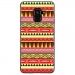 TPU0A8PLUS18AZTEQUEJAUROU - Coque souple pour Samsung Galaxy A8-Plus 2018 avec impression Motifs aztèque jaune et rouge