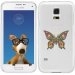 TPU0GALS5PAPILLONSEUL - Coque Souple en gel transparente pour Galaxy S5 avec impression Motifs papillon psychédélique