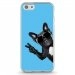 TPU0IPHONE5CCHIENVBLEU - Coque souple pour Apple iPhone 5C avec impression Motifs chien à lunettes sur fond bleu