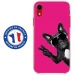 TPU0IPXRCHIENVFUSHIA - Coque souple pour Apple iPhone XR avec impression Motifs chien à lunettes sur fond fushia