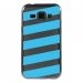 TPU1GALJ1BANDESBLEUES - Coque souple pour Samsung Galaxy J1 SM-J100F avec impression Motifs bandes bleues